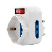 ADATTATORE TRIPLO 16A CON SPINA GIREVOLE E INTERRUTTORE