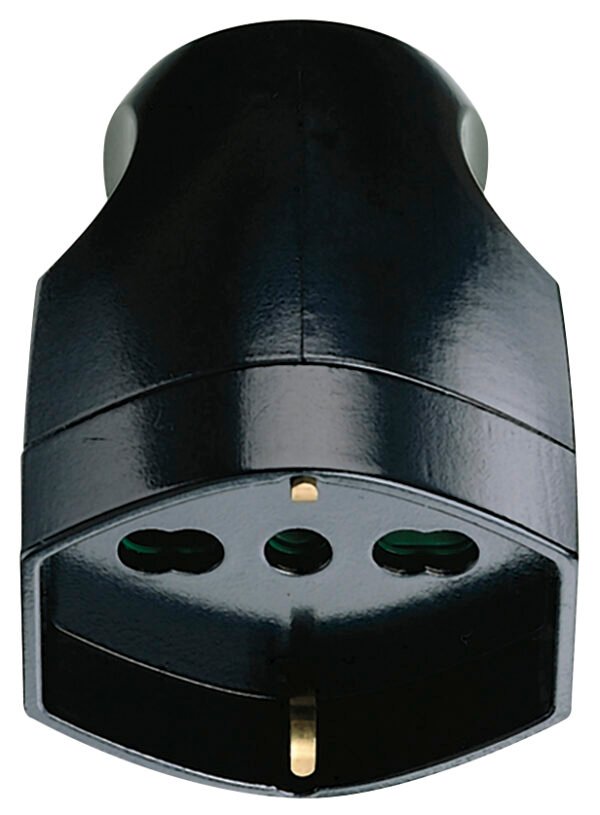 PRESA 2P+T 16A UNIVERSALE ASSIALE NERO