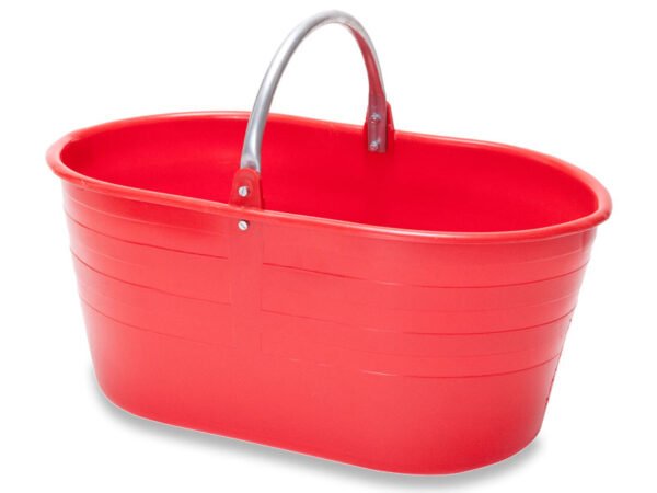 CESTO OVALE PLASTICA C/MANICO IN FERRO 25LT
