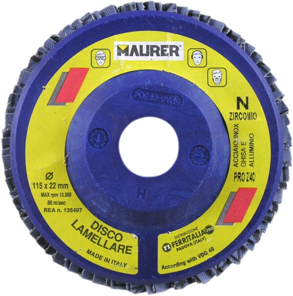DISCO LAMELLARE PLAT. RINF. ZIRCONIO 115x22 GRANA 60