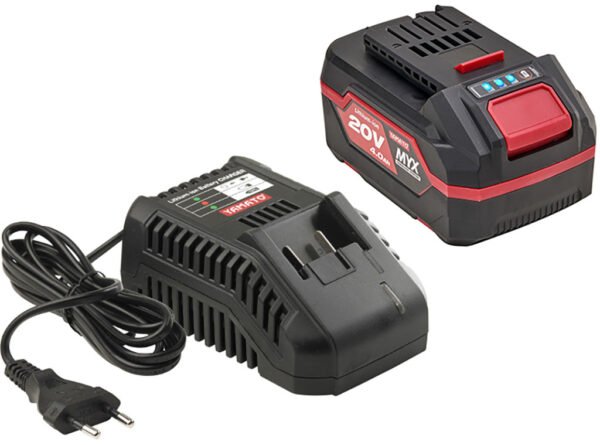 KIT BATTERIA+CARICABATTERIA AL LITIO 20V 4AH "MYX"