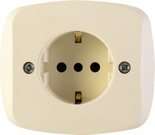 PLACCA C/PRESA SCH.2P-16A+T INC.AVORIO BASIC