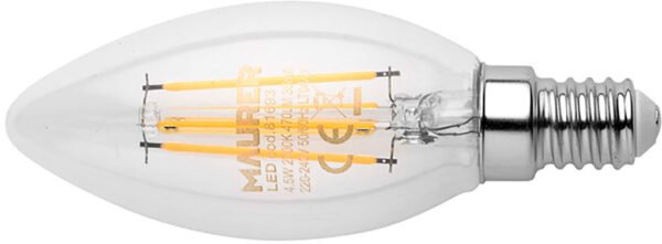 LAMP.LED OLIVA TRAS.C/FIL.4,5W E14 4000K 470L