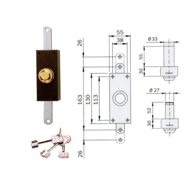 ISEO 910305 SERRATURA IND. DEV. POM. INT MM60 S/A