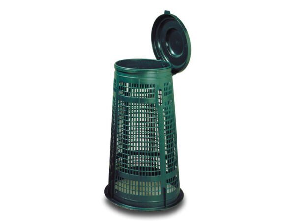 TRESPOLO VERDE IN PLASTICA P/RIFIUTI C/COPERCHIO 38CM