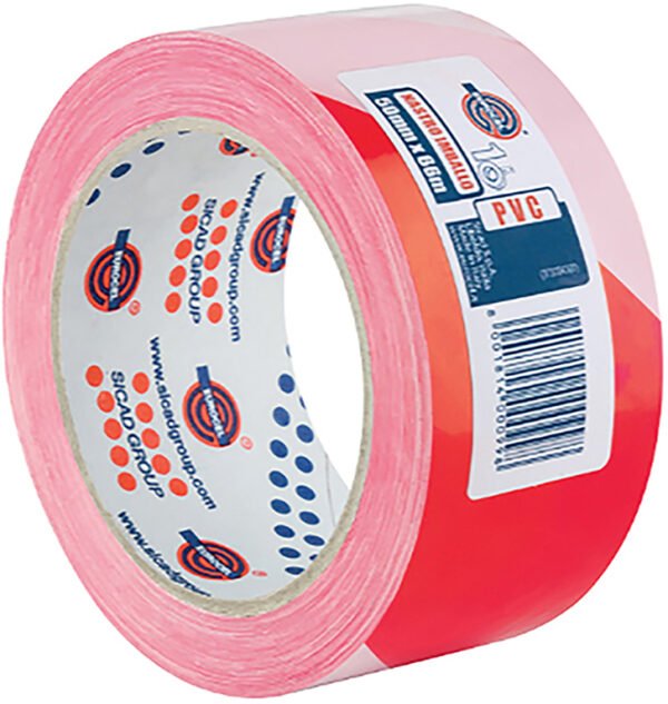 NASTRO ADES. SEGNALETICO PVC MM50X66MT BI/RO