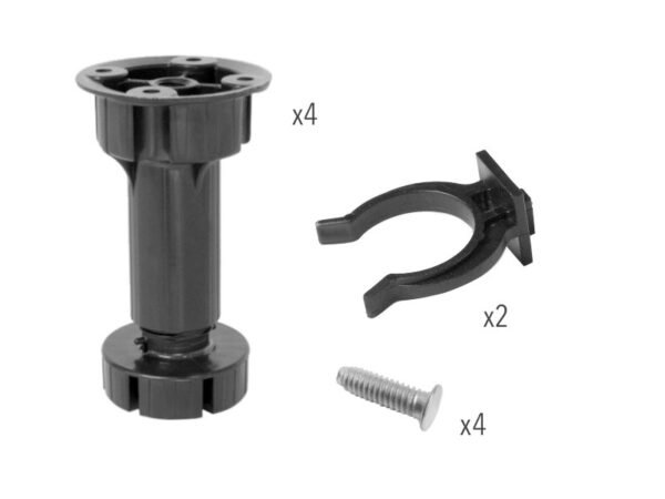 SET 4 PIEDINI P/MOBILI NERI 12/15CM C/VITE