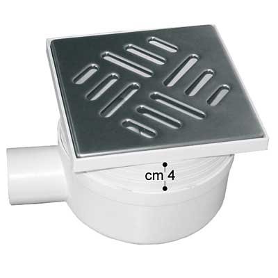 CHIUSINO CON SCARICO LAT. TELESCOPICO GRIGLIA IN ACCIAIO INOX 15x15 CM- SCARICO D 50 MM