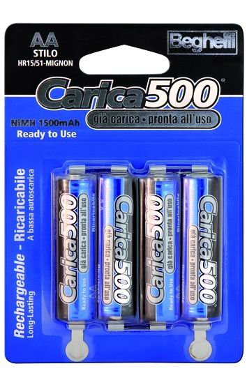 PILE BEGHELLI CARICA-500 4 STILO 1500MAH 8851 AA