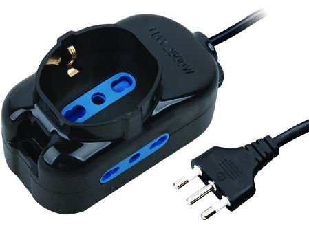 MULTIPRESE 3 PRESE VIGOR SCHUKO/BIPASSO INT. NERO 16A