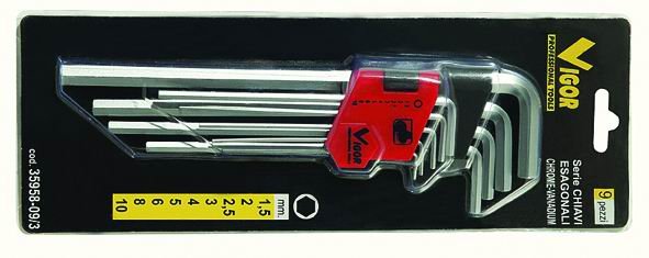 SERIE CHIAVI A BRUGOLA VIGOR ESAGONALI LUNGHE 9PZ 1,5-10 MM