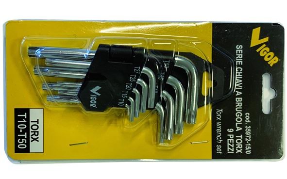 SERIE CHIAVI A BRUGOLA VIGOR TORX 9PZ T10-T50