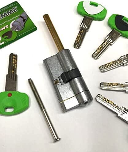 SECUREMME K22Q3030 CILINDRO SAGOMATO CON POMOLO K22 31 x 31 = 62 mm CHIAVE PUNZONATA CIFRATURA KD CROMO SATINATO