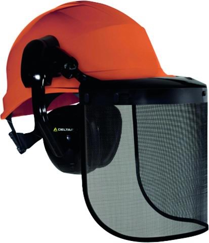 ELMETTO ARANCIONE C/CUFFIE E VISIERA