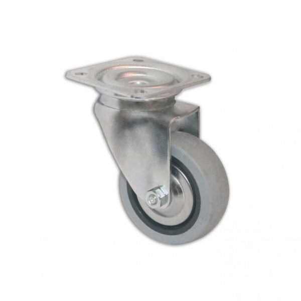 RUOTA PIROETTANTE GOMMA C/PIASTRA GIREVOLE 60x60 D.80MM