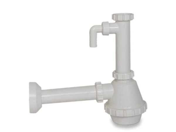 SIFONE PVC 1 VIA S/PILETTA 1"1/2  C/ATTACCO LAVATRICE E TAPPO