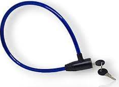 LUCCHETTO CICLI C/CAVO RIVESTITO + CHIAVE BLU 10X65