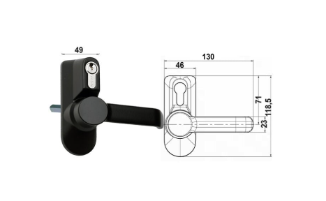 CISA 07078-36-0 PLACCA RIBASSATA C/MANIGLIA+CILINDRO