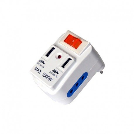 ADATTATORE PER SPINA 10A 2 PRESE 10A 2 USB