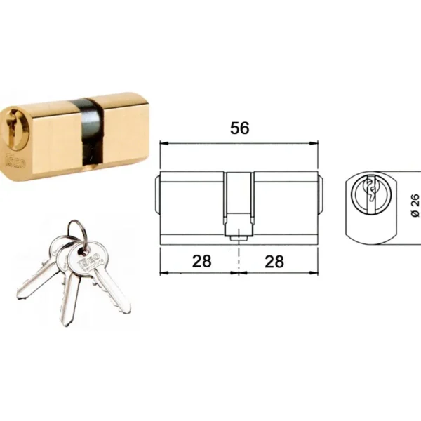 ISEO 8420 CILINDRO SFACCETTATO D.26 56MM (28x28)