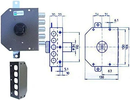 MOTTURA 30.621 SERRATURA TRIPLICE POMPA S/A DX