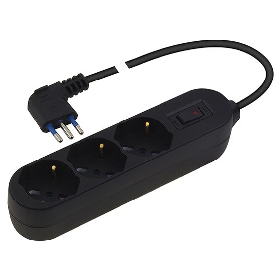 MULTIPRESA SICUREZZA 3 SCHUKO + BIPASSO 10A NERA