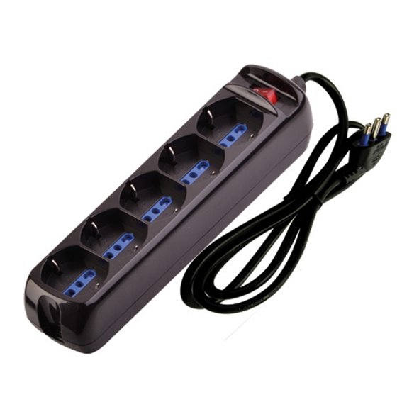 MULTIPRESA 16A 5 SCHUKO+IN NERA 1,5MT