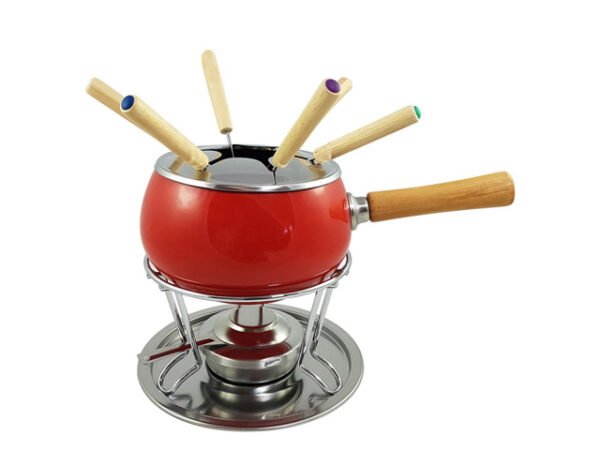 12 PZ SERVIZIO FONDUTA SMALTATO ROSSO