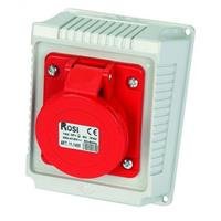 PRESA PARETE INCLINATA 3P+T 16A 400V ROSSA IP44