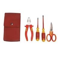 TROUSSE PER ELETTRICISTA CON 4 UTENSILI ISOLATI E CUSTODIA SIMILPELL
