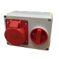 PRESA INTERBLOCCATA ORIZZONTALE 3P+T 16A ROSSA 400V C/FONDO