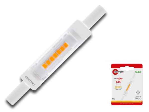 LAMPADA LED LINEARE R7S 78MM 5,2W 3000K