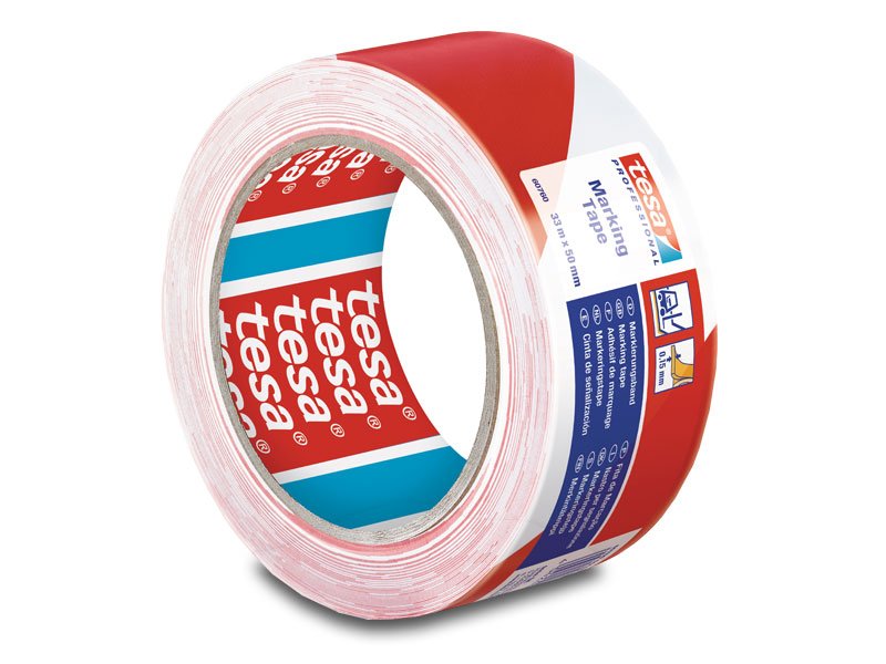 NASTRO TESA SEGNALETICO BIANCO-ROSSO 50x33MT