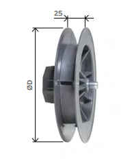 PULEGGIA PVC C/PERNO A FILO ABS D.220
