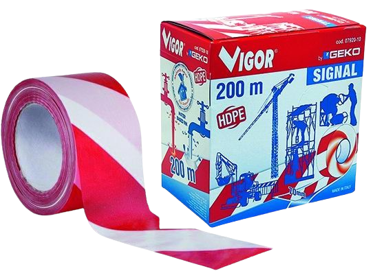 NASTRO SEGNALETICO VIGOR BIANCO-ROSSO H.70x200MT