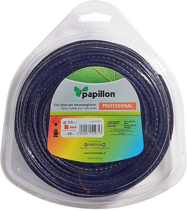 PAPILLON FILO SEGHETTATO P/DECESPUGLIATORE NYLON/ALL. D.3x50MT