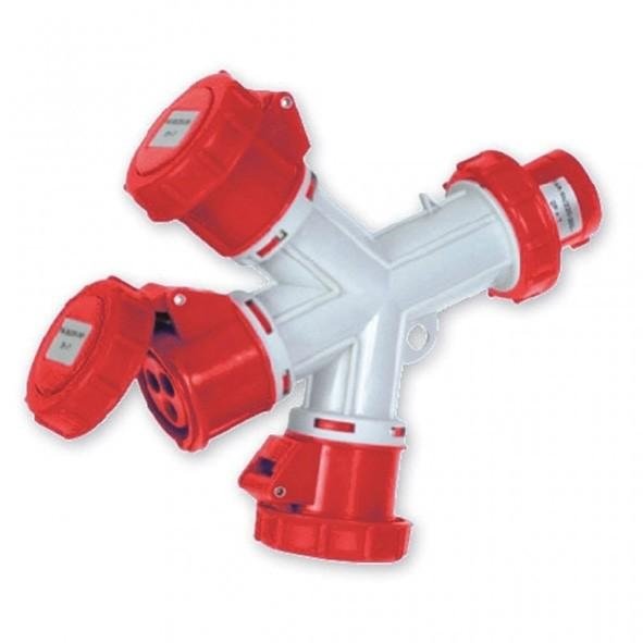 MOLTIPLICATORE 3 PRESE CEE 3P+T 16A ROSSO IP44 400V