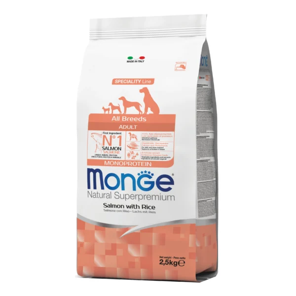MONGE CANE ADULTO SALMONE E RISO 2,5KG