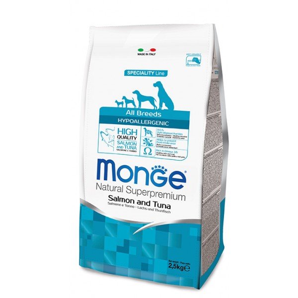 MONGE CANE IPOALLERGENICO MONOPROTEICO SALMONE/TONNO 2,5KG