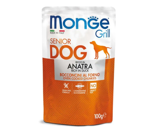 MONGE GRILL CANE SENIOR ANATRA 100GR