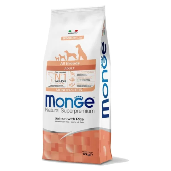 MONGE CANE ADULTO SALMONE E RISO 12KG