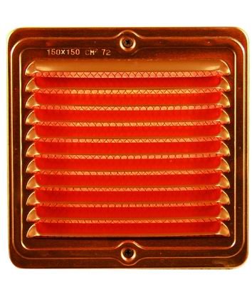 GRIGLIA AERAZIONE RAME C/RETE QUADRATA 150x150 MM