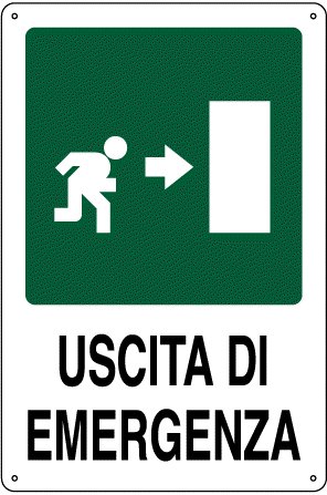 CARTELLO PLASTICA "USCITA DI EMERGENZA DX" 30x20