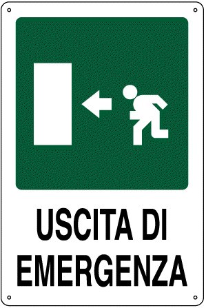 CARTELLO PLASTICA "USCITA DI EMERGENZA SX" 30x20