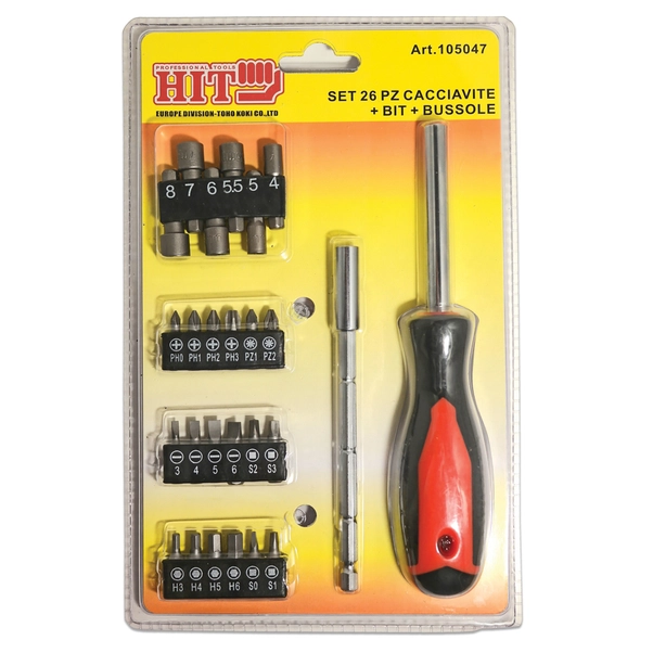 SET 26PZ CACCIAVITE+BIT+BUSSOLE - immagine 2