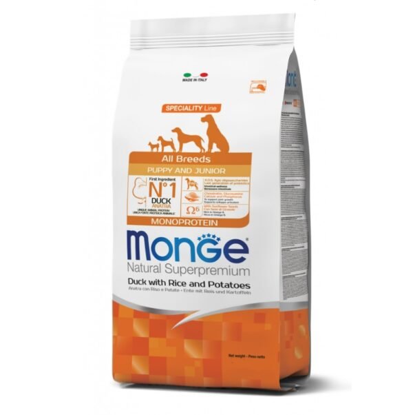 MONGE CANE ALL BREEDS PUPPY/JUNIOR ANATRA, RISO E PATATE 12KG